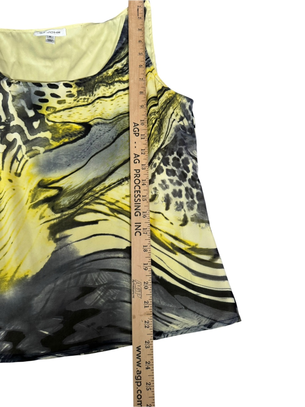 St. John Silk Blend Abstract Print Sleeveless Tank Top Yellow Gray M - Picture 5 of 6